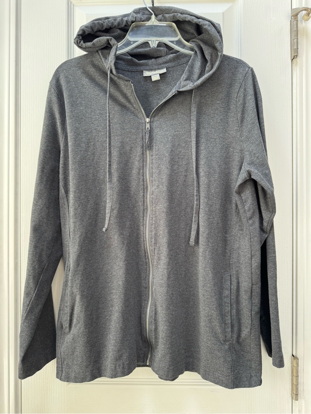 Style & Co. Charcoal Gray Full-Zip Hooded Sweatshirt